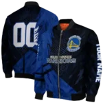 personalized golden state warriors hexagon mesh blue black bomber jacket best selling