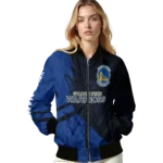 personalized golden state warriors hexagon mesh blue black bomber jacket best selling