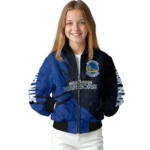 personalized golden state warriors hexagon mesh blue black bomber jacket best selling
