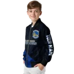 personalized golden state warriors hexagon mesh blue black bomber jacket best selling