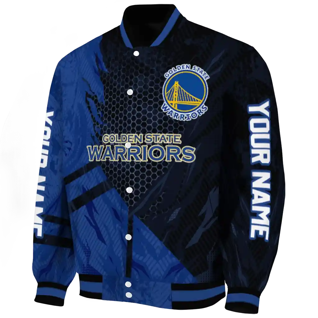 personalized golden state warriors hexagon mesh blue black varsity jacket best selling.webp personalized golden state warriors hexagon mesh blue black varsity jacket best selling.webp