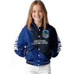 personalized golden state warriors hexagon mesh blue black varsity jacket best selling.webp