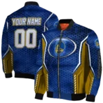personalized golden state warriors power plate blue bomber jacket best selling