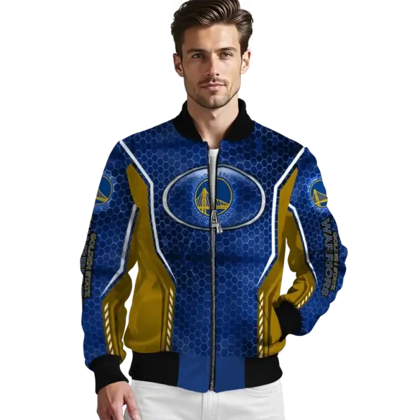 personalized golden state warriors power plate blue bomber jacket high quality