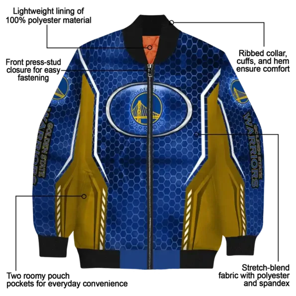 personalized golden state warriors power plate blue bomber jacket new arrival