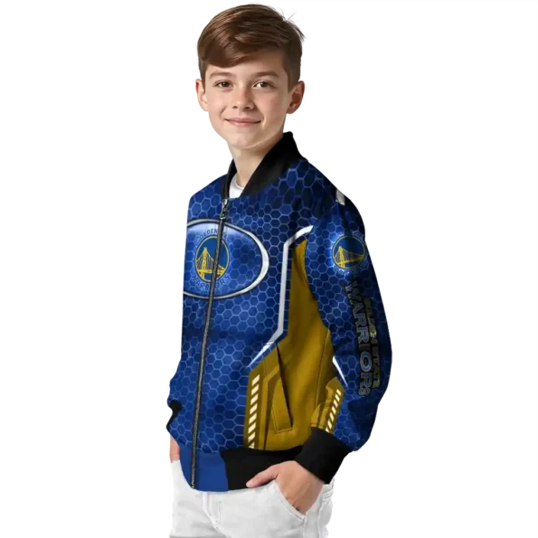 personalized golden state warriors power plate blue bomber jacket trendy