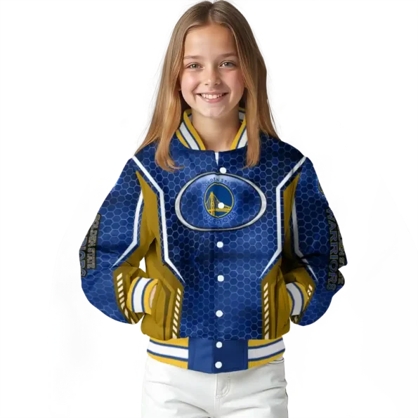 personalized golden state warriors power plate blue varsity jacket top rated.webp