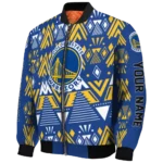 personalized golden state warriors pyramid shapes blue bomber jacket best selling