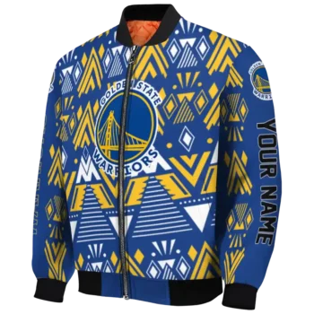 personalized golden state warriors pyramid shapes blue bomber jacket best selling