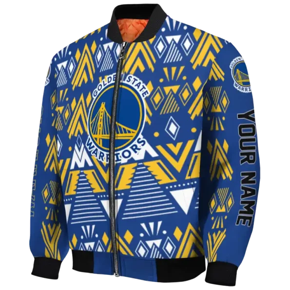 personalized golden state warriors pyramid shapes blue bomber jacket best selling