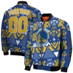 personalized golden state warriors pyramid shapes blue bomber jacket best selling