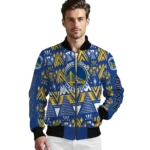 personalized golden state warriors pyramid shapes blue bomber jacket best selling