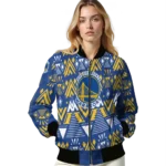 personalized golden state warriors pyramid shapes blue bomber jacket best selling