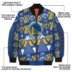 personalized golden state warriors pyramid shapes blue bomber jacket best selling