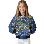 personalized golden state warriors pyramid shapes blue bomber jacket best selling