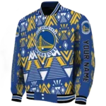personalized golden state warriors pyramid shapes blue varsity jacket best selling.webp