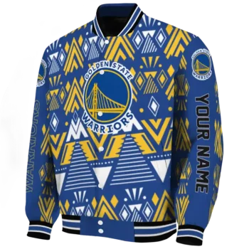 personalized golden state warriors pyramid shapes blue varsity jacket best selling.webp