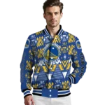 personalized golden state warriors pyramid shapes blue varsity jacket best selling.webp