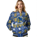 personalized golden state warriors pyramid shapes blue varsity jacket best selling.webp