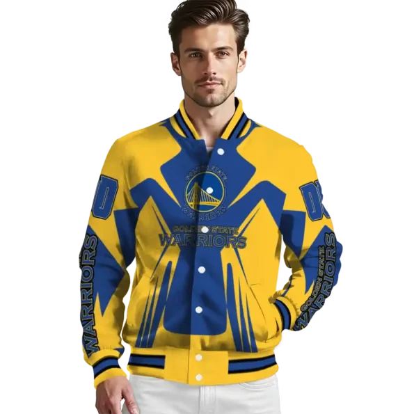 personalized golden state warriors spider mark blue varsity jacket high quality.webp