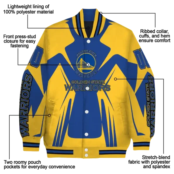 personalized golden state warriors spider mark blue varsity jacket new arrival.webp
