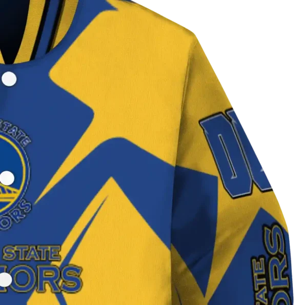 personalized golden state warriors spider mark blue varsity jacket premium grade.webp