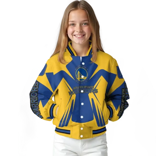 personalized golden state warriors spider mark blue varsity jacket top rated.webp