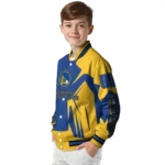 personalized golden state warriors spider mark blue varsity jacket best selling.webp