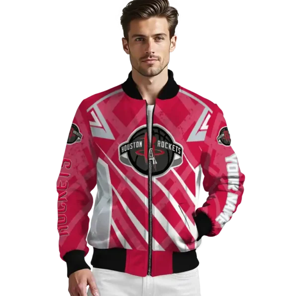 personalized houston rockets chevron angles red bomber jacket high quality