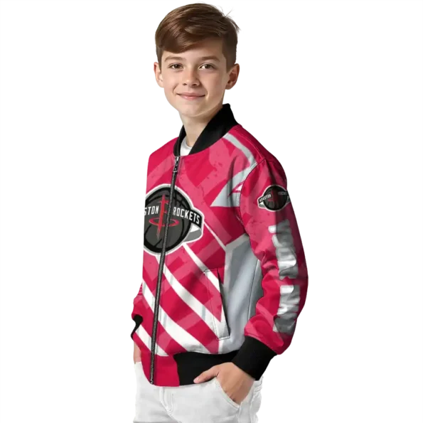 personalized houston rockets chevron angles red bomber jacket trendy