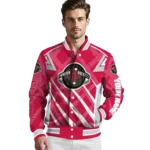 personalized houston rockets chevron angles red varsity jacket best selling.webp