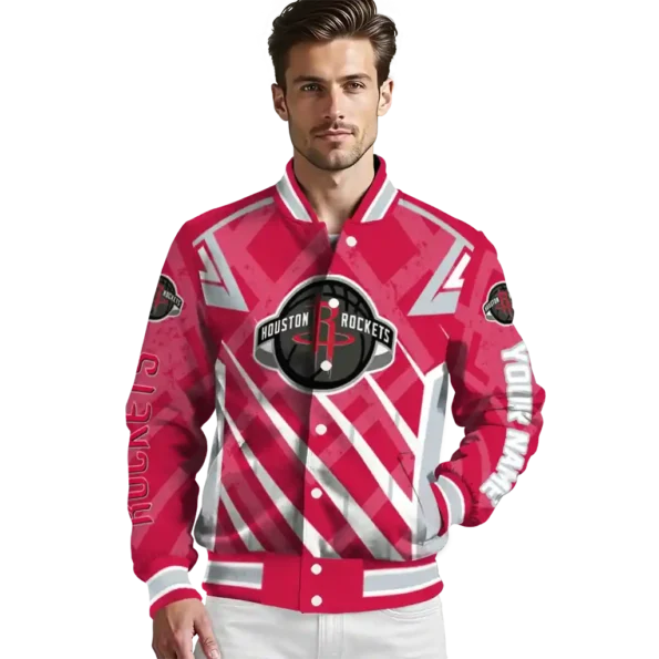 personalized houston rockets chevron angles red varsity jacket high quality.webp