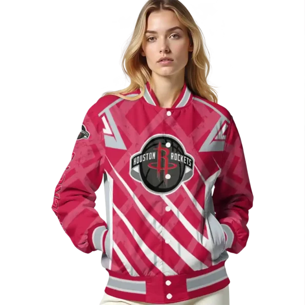 personalized houston rockets chevron angles red varsity jacket latest model.webp