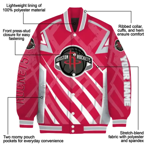 personalized houston rockets chevron angles red varsity jacket new arrival.webp