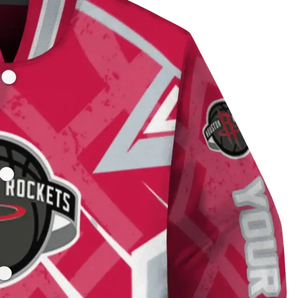 personalized houston rockets chevron angles red varsity jacket premium grade.webp
