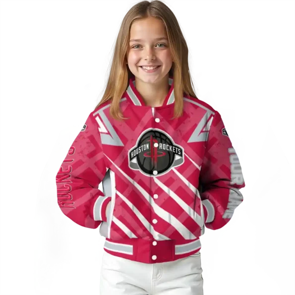 personalized houston rockets chevron angles red varsity jacket top rated.webp