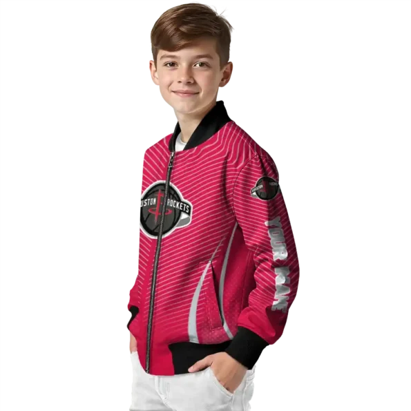 personalized houston rockets chevron arrow red bomber jacket trendy