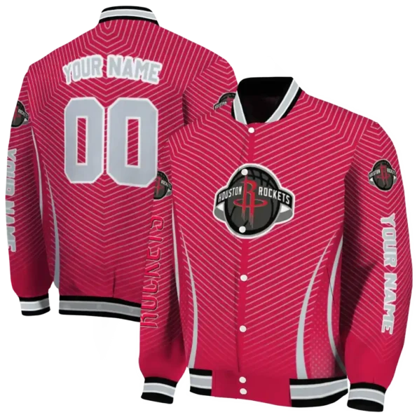 personalized houston rockets chevron arrow red varsity jacket fashion forward.webp