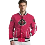 personalized houston rockets chevron arrow red varsity jacket best selling.webp
