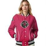 personalized houston rockets chevron arrow red varsity jacket best selling.webp