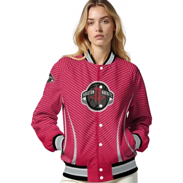 personalized houston rockets chevron arrow red varsity jacket latest model.webp