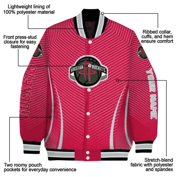 personalized houston rockets chevron arrow red varsity jacket new arrival.webp