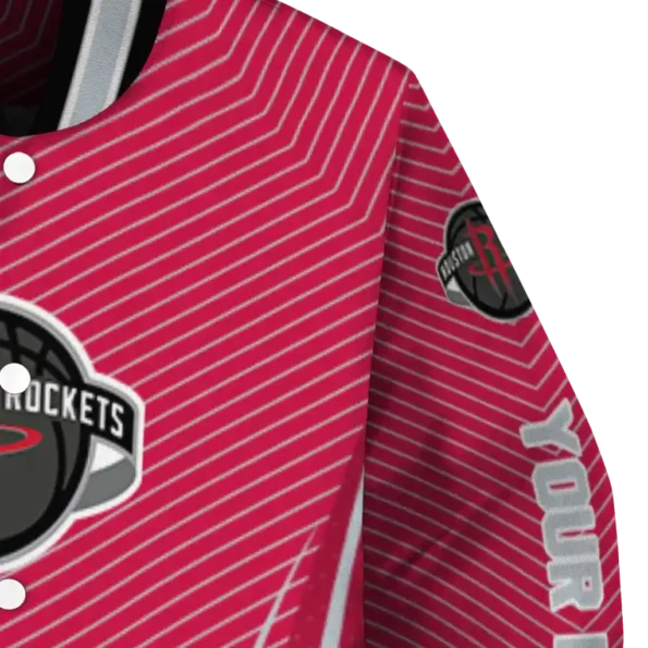 personalized houston rockets chevron arrow red varsity jacket premium grade.webp