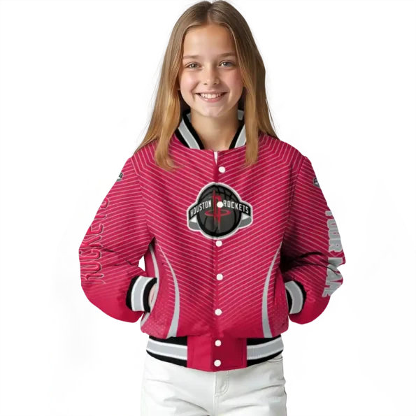 personalized houston rockets chevron arrow red varsity jacket top rated.webp