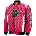 personalized houston rockets hexagon grid red bomber jacket best selling