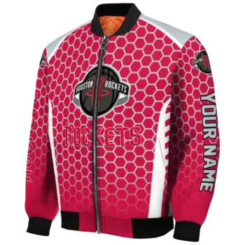 personalized houston rockets hexagon grid red bomber jacket best selling