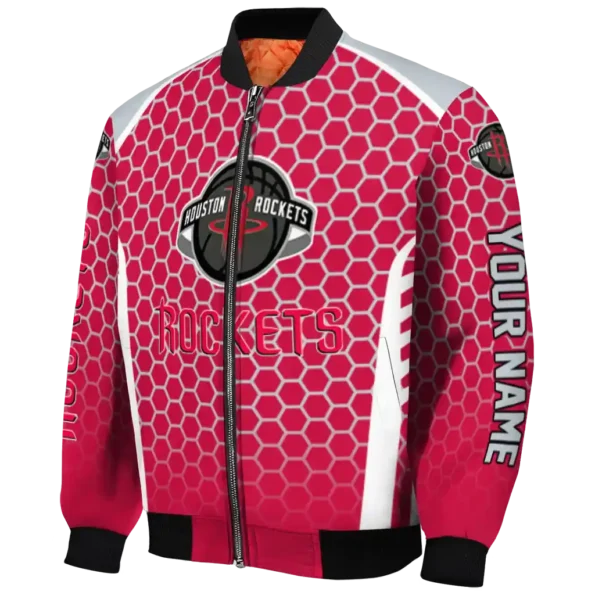 personalized houston rockets hexagon grid red bomber jacket best selling