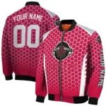 personalized houston rockets hexagon grid red bomber jacket best selling
