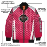 personalized houston rockets hexagon grid red bomber jacket best selling