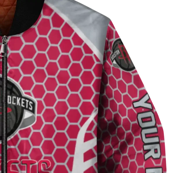 personalized houston rockets hexagon grid red bomber jacket premium grade
